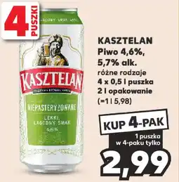 Kaufland KASZTELAN Piwo 4,6%, 5,7% alk. 4x0,5l oferta