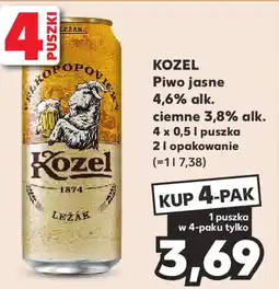 Kaufland KOZEL Piwo jasne 4,6% alk. ciemne 3,8% alk. 4 x 0,5 l oferta