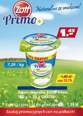 Astra Zott Primo Jogurt naturalny 180 g oferta