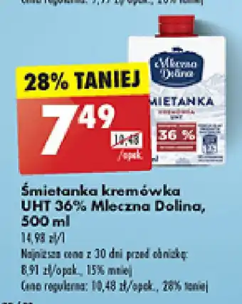 Biedronka Śmietanka kremówka UHT 36% Mleczna Dolina, 500 ml oferta
