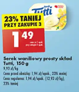 Biedronka Serek waniliowy prosty skład Tutti, 150 g oferta