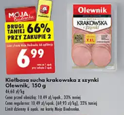 Biedronka Kiełbasa sucha krakowska z szynki Olewnik, 150 g oferta
