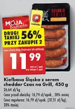 Biedronka Kiełbasa śląska z serem cheddar Czas na Grill, 450 g oferta