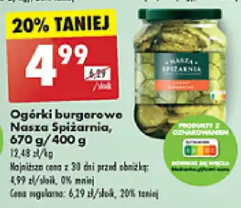 Biedronka Ogórki burgerowe Nasza Spiżarnia, 670 g / 400 g oferta
