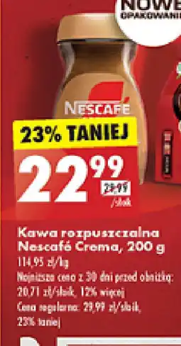 Biedronka Kawa rozpuszczalna Nescafe Crema, 200 g oferta