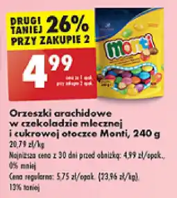 Biedronka Orzeszki arachidowe w czekoladzie mlecznej i cukrowej otoczce Monti, 240 g oferta