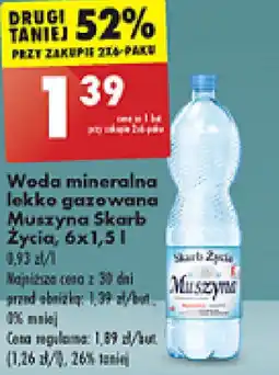Biedronka Woda mineralna lekko gazowana Muszyna Skarb Życia 6x1,5l oferta