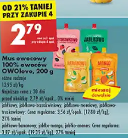 Biedronka Mus owocowy 100% owoców OWOlovo 200 g oferta