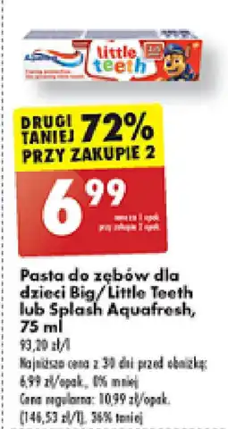 Biedronka Pasta do zębów dla dzieci Big/Little Teeth lub Splash Aquafresh 75ml oferta