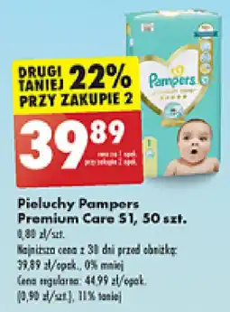 Biedronka Pieluchy Pampers Premium Care S1 50szt. oferta