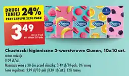Biedronka Chusteczki higieniczne 3-warstwowe Queen 10x10 szt. oferta