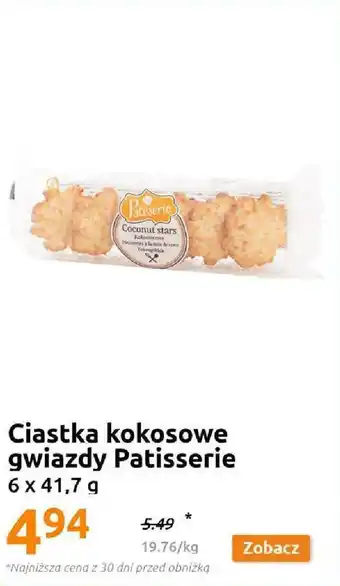 Action Ciastka kokosowe gwiazdy Patisserie 6 x 41,7 g oferta