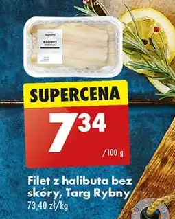 Biedronka Halibut filet bez skóry Pomorski targ rybny oferta