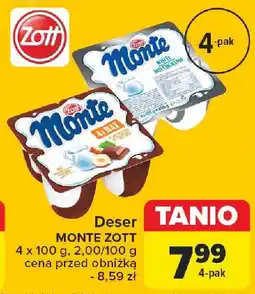 Carrefour Deser MONTE ZOTT 4 x 100 g oferta