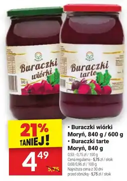 Twój Market Buraczki wiórki Moryń, 840 g / 600 g/ Buraczki tarte Moryń, 840 g oferta