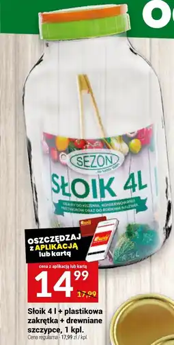 Słoik 4 l+ plastikowa zakrętka + drewniane szczypce