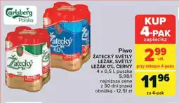 Carrefour Piwo ŽATECKÝ SVĚTLÝ LEŽÁK, SVĚTLÝ LEŽÁK 0%, ČERNÝ 4 x 0,5 l oferta