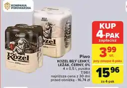 Carrefour Piwo KOZEL BÍLÝ LEHKÝ, LEZÁK, ČERNÝ, 0% 4 x 0,5 l oferta