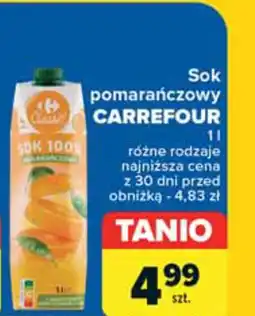 Carrefour Sok pomarańczowy CARREFOUR 1 l oferta