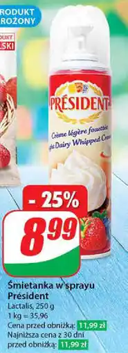 Dino Śmietanka w sprayu Président, 250 g oferta