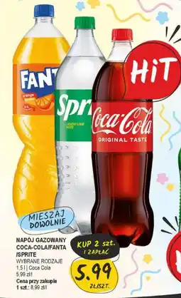 Słoneczko NAPÓJ GAZOWANY COCA-COLA/FANTA/SPRITE 1,5 l Coca Cola oferta