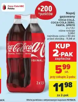 Carrefour Napój gazowany COCA-COLA, COCA-COLA ZERO, FANTA, SPRITE 1,5 l oferta