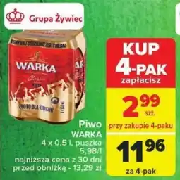 Carrefour Piwo WARKA 4 x 0,5 l oferta