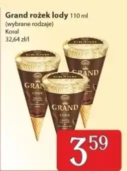 Społem Koral Grand Lody waniliowe w rożku waflowym z sosem orzechowo-czekoladowym 110 ml oferta