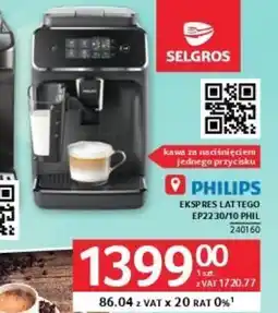 Selgros PHILIPS EKSPRES LATTEGO EP2230/10 PHIL oferta