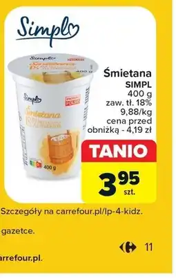 Carrefour Śmietana Simpl oferta