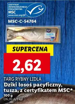 Lidl TARG RYBNY LIDLA Dziki łosoś pacyficzny, tusza, z certyfikatem MSC 100 g oferta
