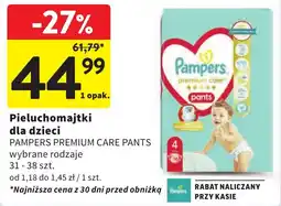 Intermarche Pieluchomajtki dla dzieci PAMPERS PREMIUM CARE PANTS 31-38szt oferta