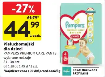 Intermarche Pieluchomajtki dla dzieci PAMPERS PREMIUM CARE PANTS 31-38szt oferta