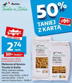 Auchan Makaron al bronzo Tavola in Italia 500 g oferta