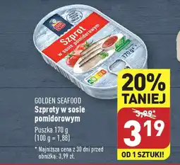 ALDI GOLDEN SEAFOOD Szproty w sosie pomidorowym 170 g oferta