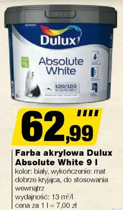 Bricomarche Farba akrylowa Dulux Absolute White 9l oferta