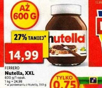 Lidl Nutella XXL 600g oferta