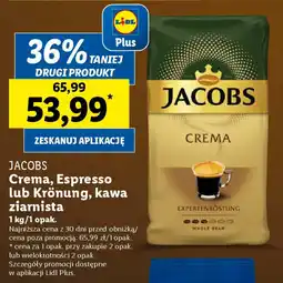 Lidl JACOBS Crema, Espresso lub Krönung, kawa ziarnista 1 kg oferta
