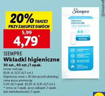 Lidl SIEMPRE Wkładki higieniczne 30 szt. oferta