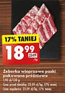 Biedronka Żeberka wieprzowe paski pakowane próżniowo 1kg oferta