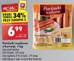 Biedronka Parówki wędzone z kurcząt 1 kg oferta