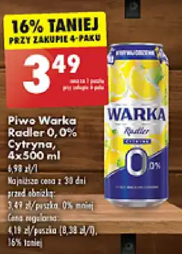 Biedronka Piwo Warka Radler 0,0% Cytryna 500 ml oferta