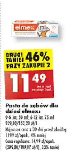 Biedronka Pasta do zębów dla dzieci elmex oferta
