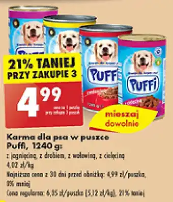 Biedronka Karma dla psa w puszce Puffi, 1240 g oferta