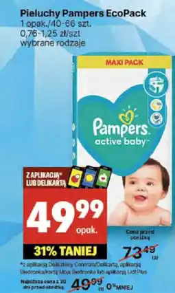 Delikatesy Centrum Pieluchy Pampers EcoPack 40-66szt oferta