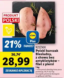 Lidl RZEŹNIK Polski kurczak Biesiadny, z chowu bez antybiotyków - filet z piersi 1 kg oferta