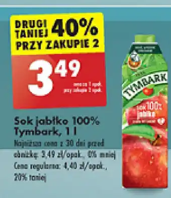 Biedronka Sok jabłko 100% Tymbark, 1 l oferta