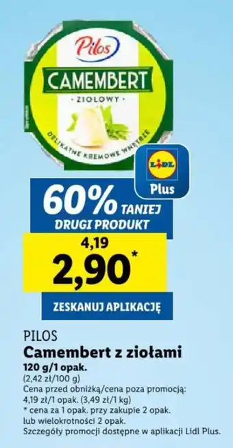 Lidl PILOS Camembert z ziołami 120 g oferta