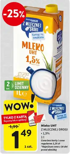 Intermarche Mleko UHT Z MLECZNEJ DROGI 1,5%, 1 l oferta