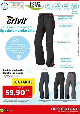 Lidl Spodnie narciarskie damskie 36-44 1 SZT oferta